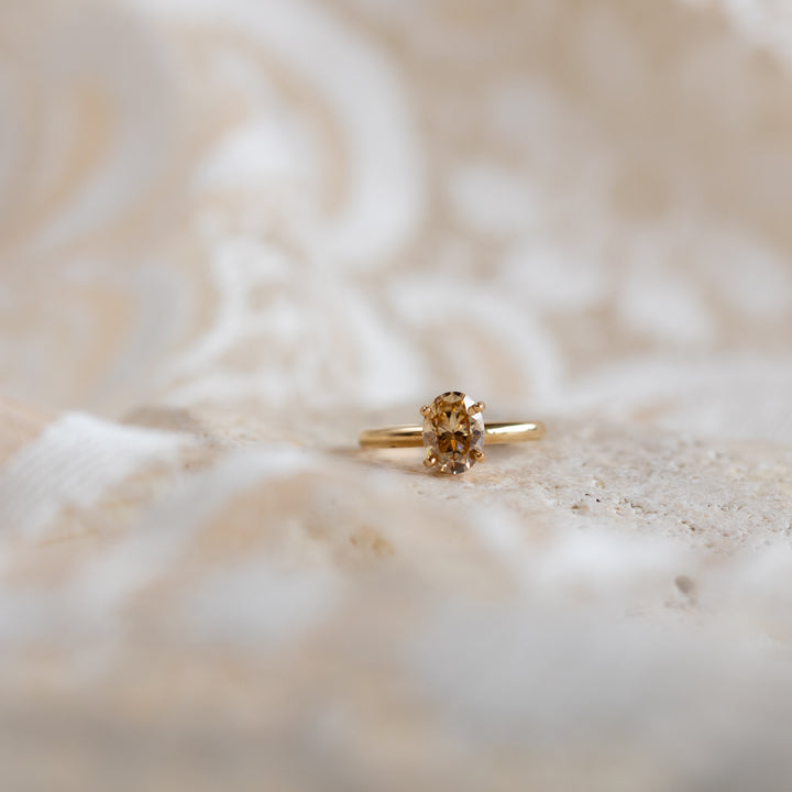 Champagne Oval Moissanite Ring