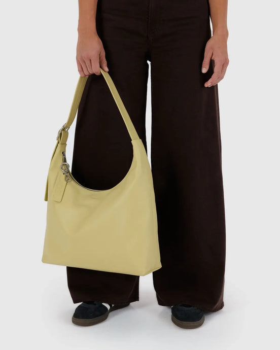 BAGGU Recycled Leather Shoulder Bag, Straw