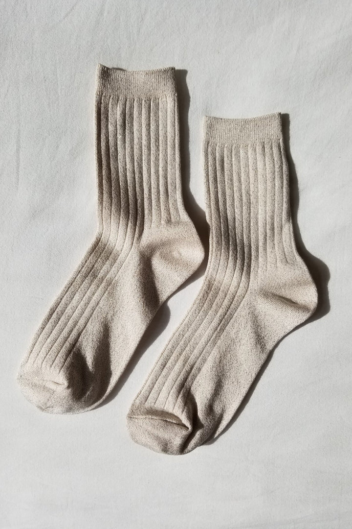 Glitter Socks, Ivory Gold