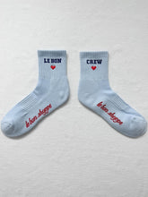 Load image into Gallery viewer, Embroidered Crew Socks, Sky Blue