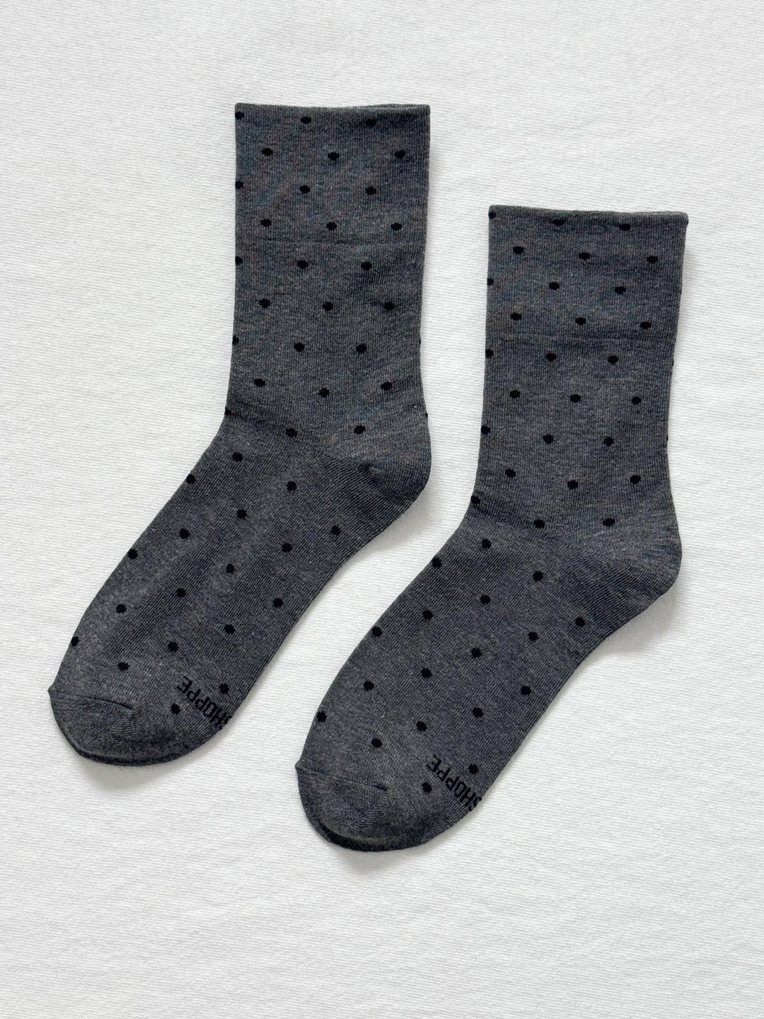 Sneaker Socks, Charcoal Polkadot