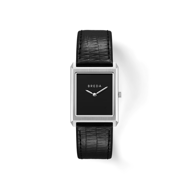Breda - Virgil Watch, Black/Silver (Lizard Embossed)