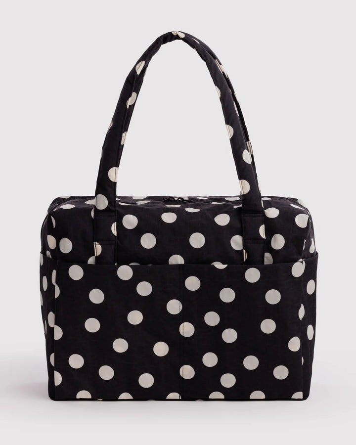 BAGGU Small Cloud Carry On, Black &amp; Cream Polka Dot