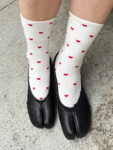 Load image into Gallery viewer, Sneaker Socks, Heart White/Red