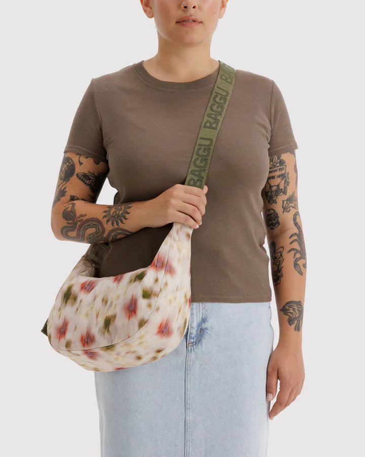 BAGGU Crescent Bag, Abstract Floral