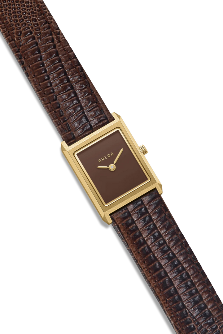 Breda - Virgil Watch, Gold/Brown (Lizard Embossed)