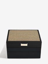 Load image into Gallery viewer, Classic Black Raffia Jewellery Box, Set of 3