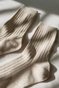 Glitter Socks, Ivory Gold