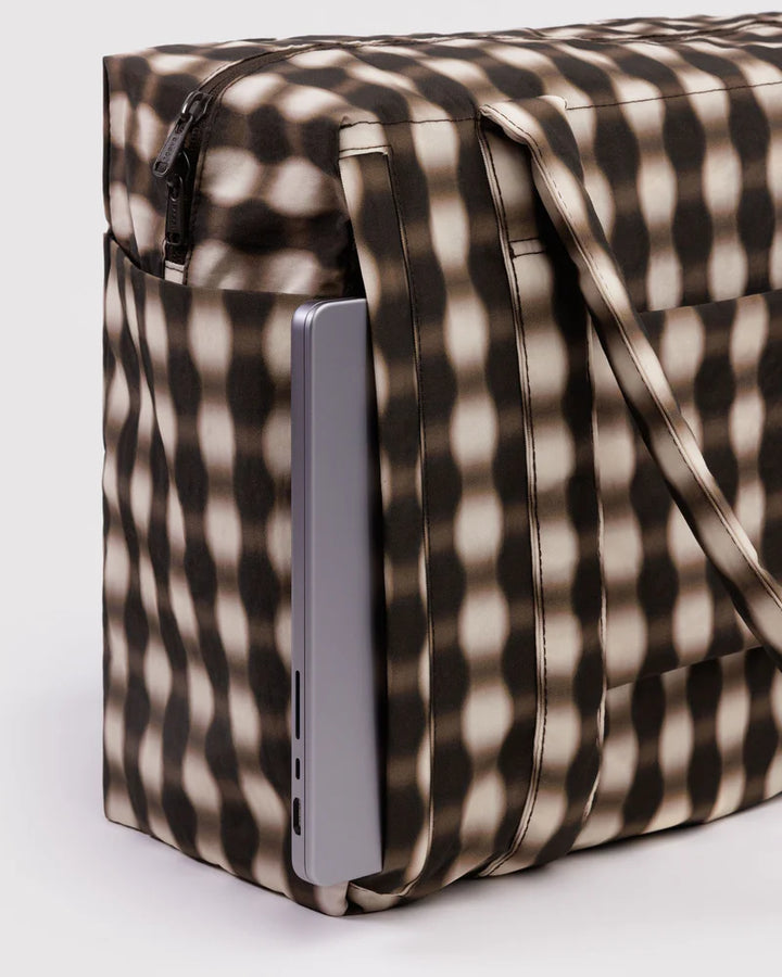 BAGGU Small Cloud Carry On, Blurred Gingham Brown