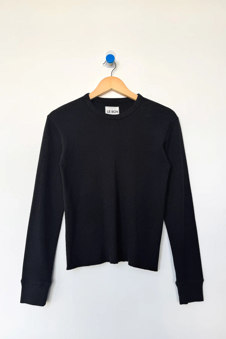 Pointelle Fundamental Tee, Black