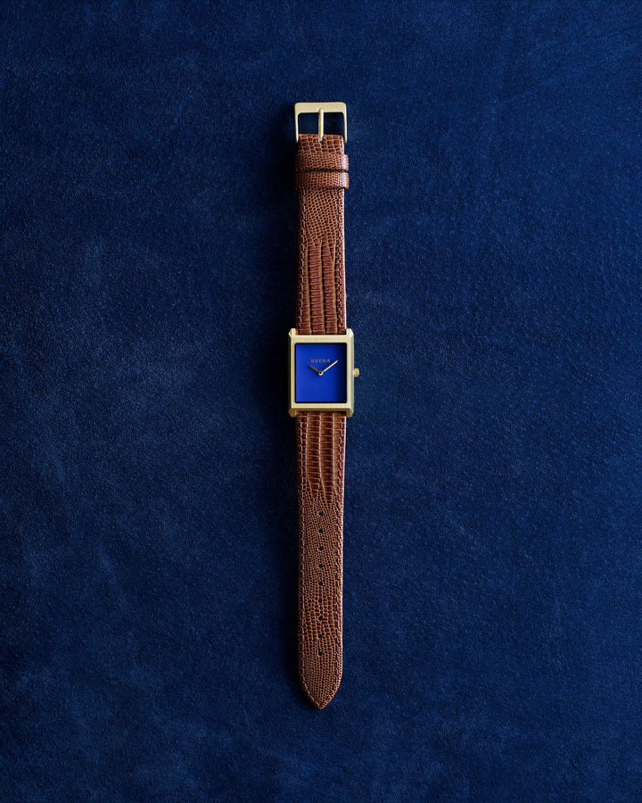 Breda - Virgil Watch, Cobalt/Brown (Lizard Embossed)