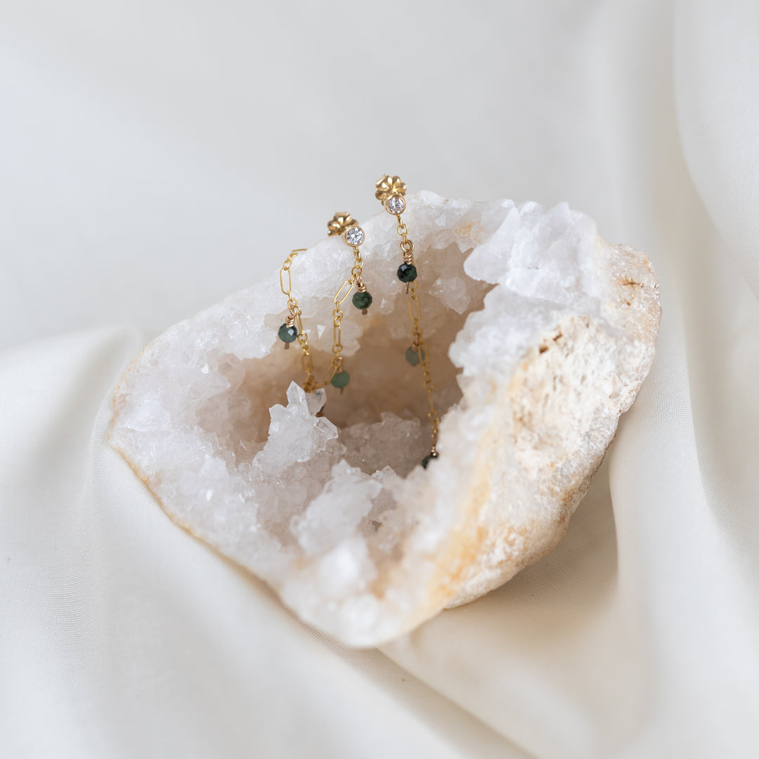 Emerald Tassel Earrings