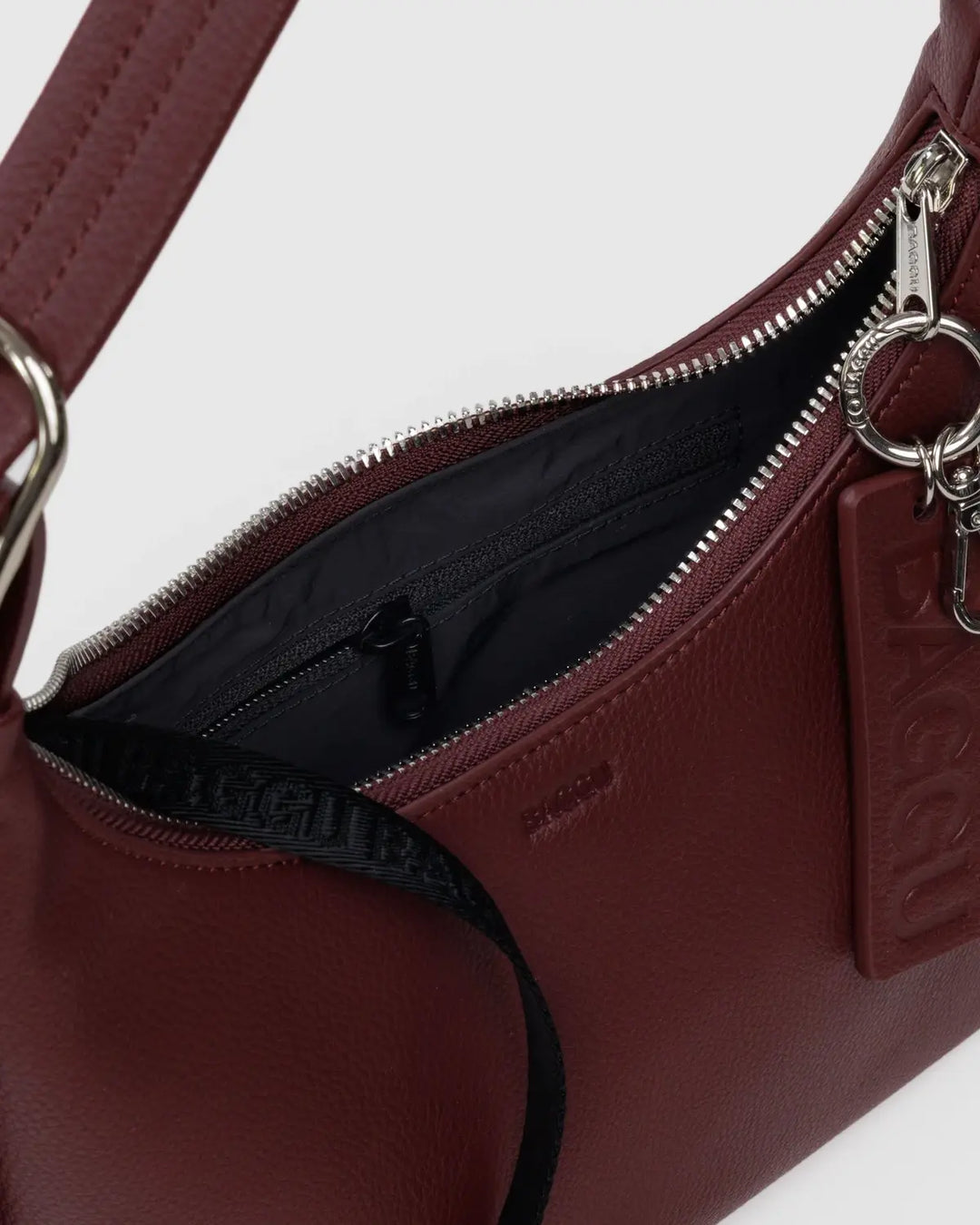 BAGGU Small Recycled Leather Shoulder Bag, Mahogany