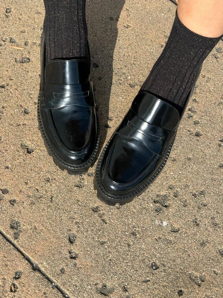 Glitter Socks, Copper Black