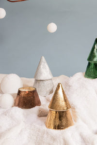 Forsala - Gold Stacked Tree Candle, Cypress & Fir