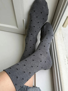 Sneaker Socks, Charcoal Polkadot