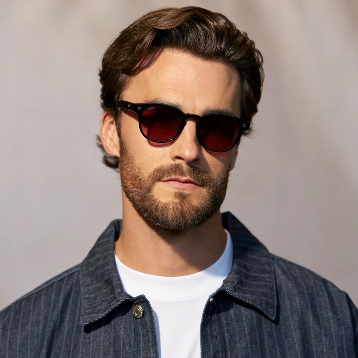 WMP Felix Sunglasses, Black/Red Gradient Lens