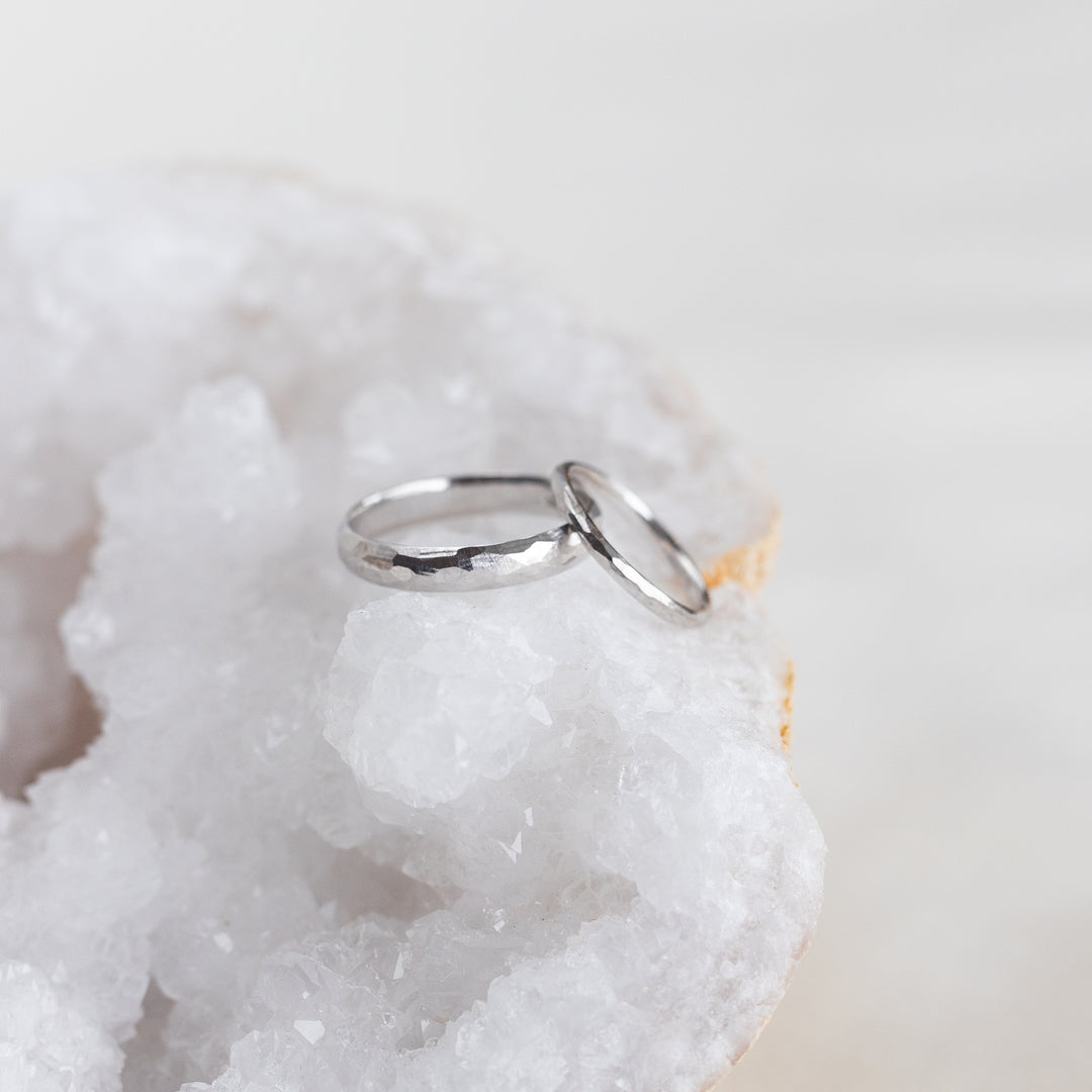 Pebble Wedding Bands - 14k Palladium White Gold