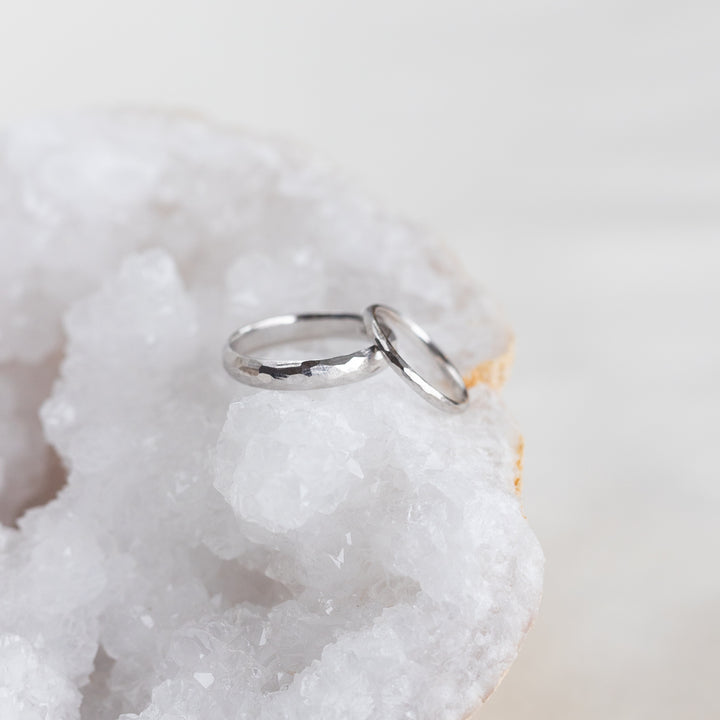 Pebble Wedding Bands - 14k Palladium White Gold
