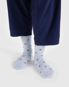 BAGGU Crew Socks, Blue Rosette