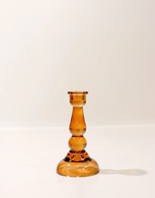 Load image into Gallery viewer, Amber Glass Candle Holder