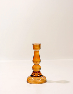 Amber Glass Candle Holder