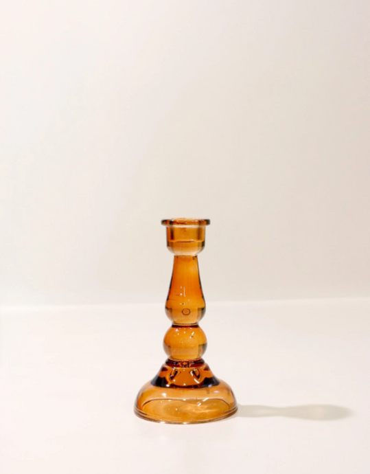 Amber Glass Candle Holder
