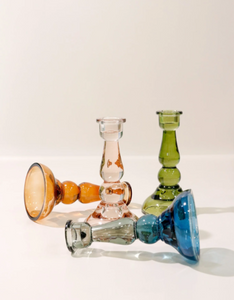 Amber Glass Candle Holder