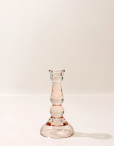 Pale Pink Glass Candle Holder