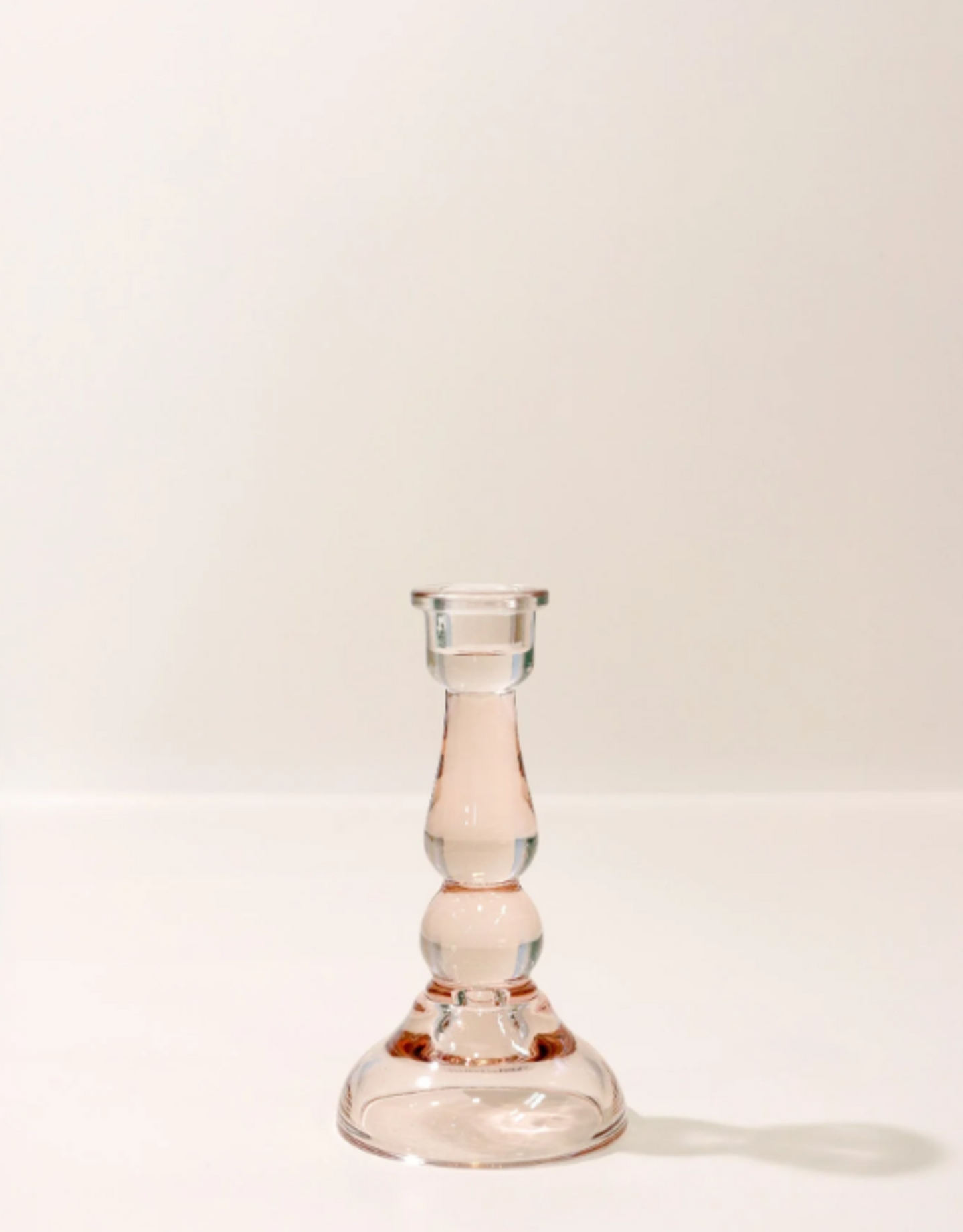 Pale Pink Glass Candle Holder