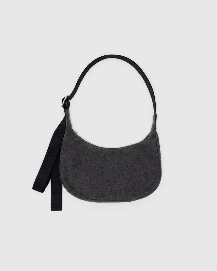 BAGGU Small Crescent Bag, Washed Black Denim