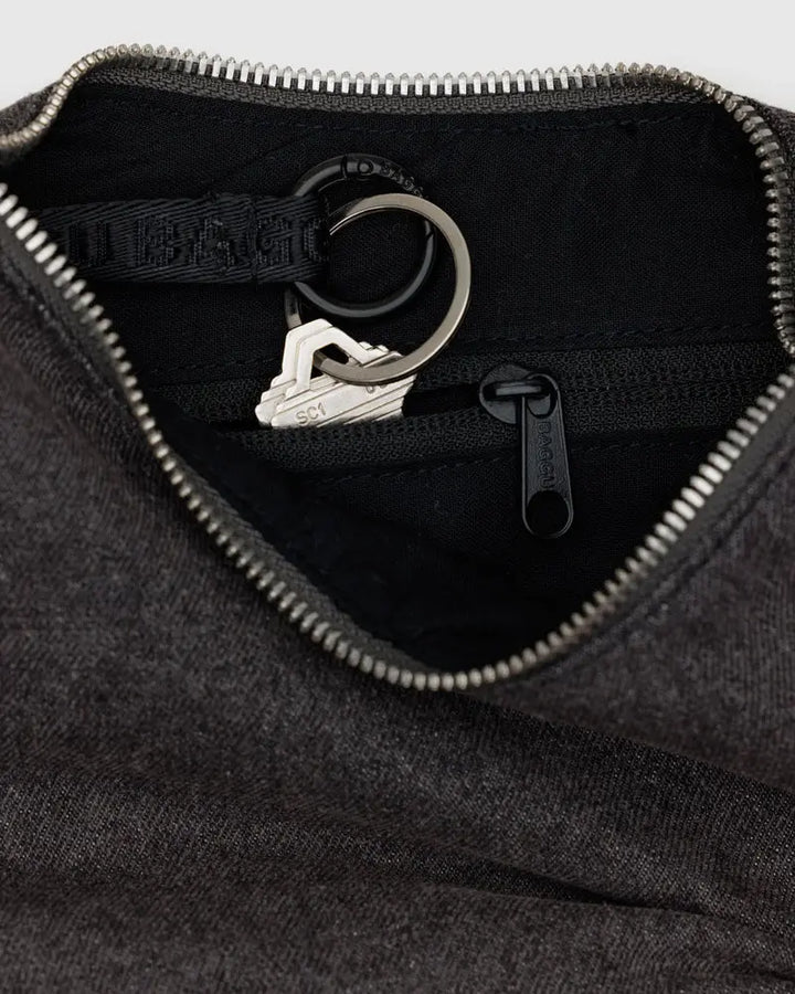 BAGGU Small Crescent Bag, Washed Black Denim