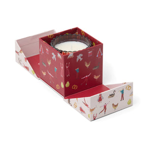 Christmas Ribbed Glass Candle, Red Winter Berry