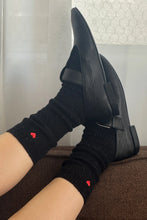 Load image into Gallery viewer, Embroidered Snow Socks, Black + Heart