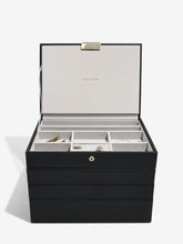 Load image into Gallery viewer, Classic Black Raffia Jewellery Box, Set of 4