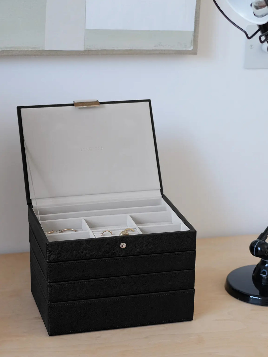 Classic Black Raffia Jewellery Box, Set of 4
