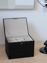 Load image into Gallery viewer, Classic Black Raffia Jewellery Box, Set of 4
