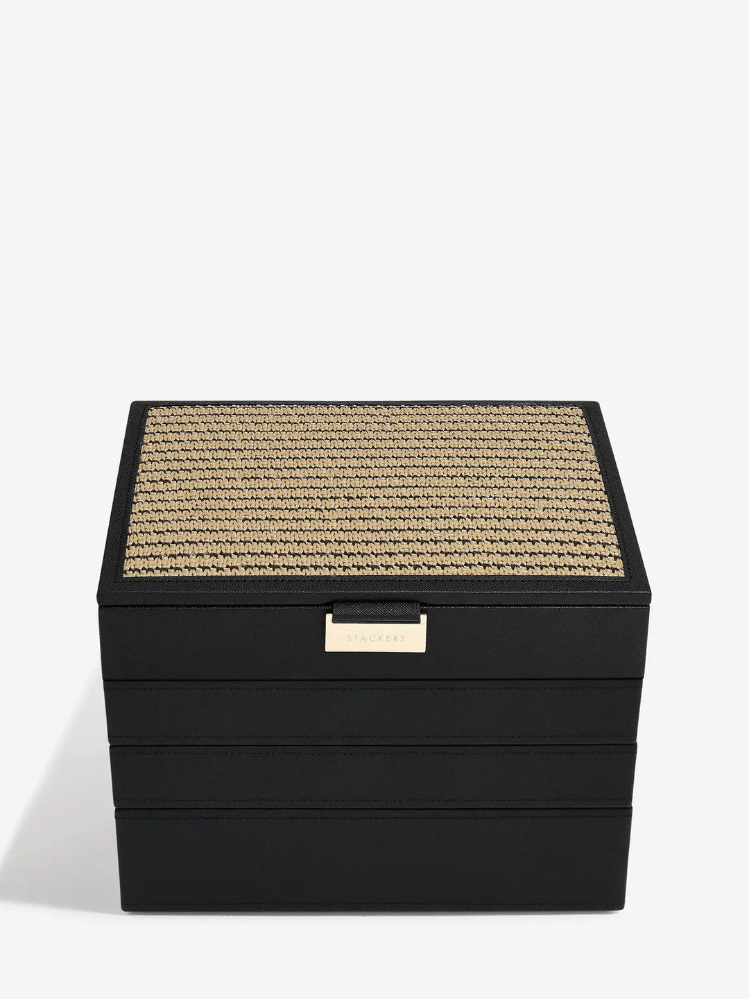 Classic Black Raffia Jewellery Box, Set of 4