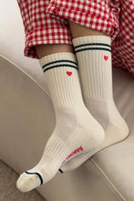 Load image into Gallery viewer, Le Bon Shoppe Embroidered Boyfriend Socks - Parchment + Heart