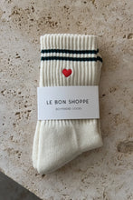 Load image into Gallery viewer, Le Bon Shoppe Embroidered Boyfriend Socks - Parchment + Heart