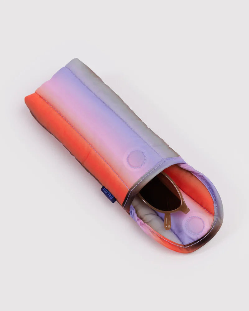 BAGGU Puffy Glasses Case, Gradient Stripe Poppy &amp; Lilac