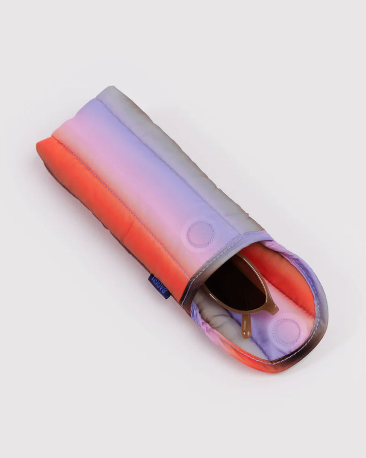 BAGGU Puffy Glasses Case, Gradient Stripe Poppy &amp; Lilac
