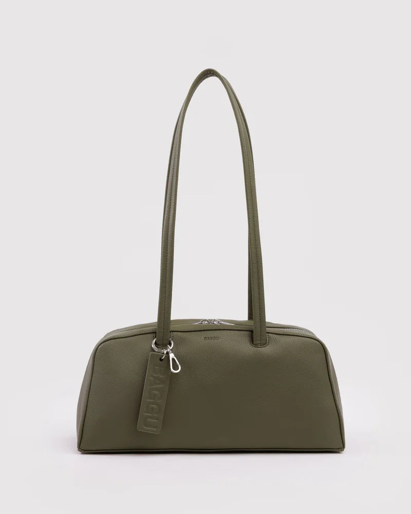 BAGGU Recycled Leather Bowler Bag, Loden