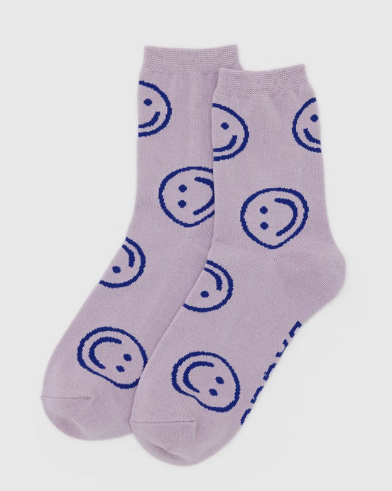 BAGGU Crew Socks, Dusty Pink Happy