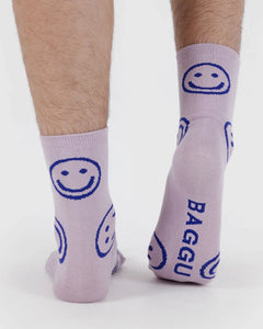 BAGGU Crew Socks, Dusty Pink Happy