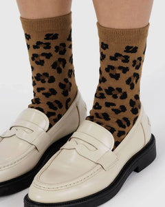 BAGGU Crew Socks, Dark Leopard