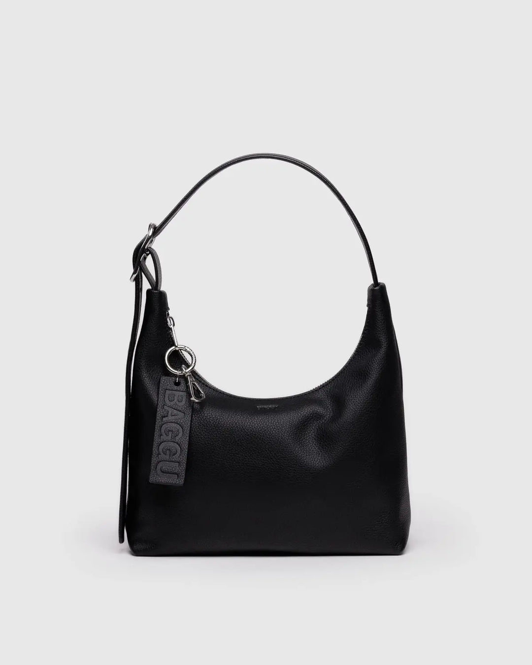 BAGGU Small Recycled Leather Shoulder Bag, Black
