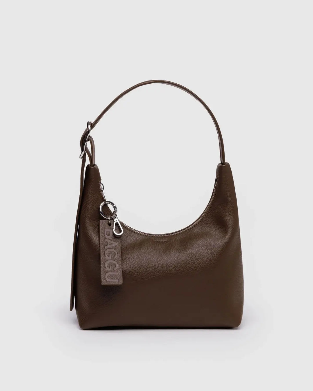 BAGGU Small Recycled Leather Shoulder Bag, Brown