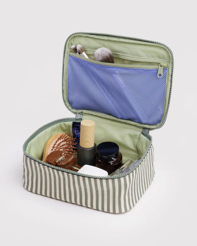 BAGGU Small Cosmetic Case, Sage Stripe