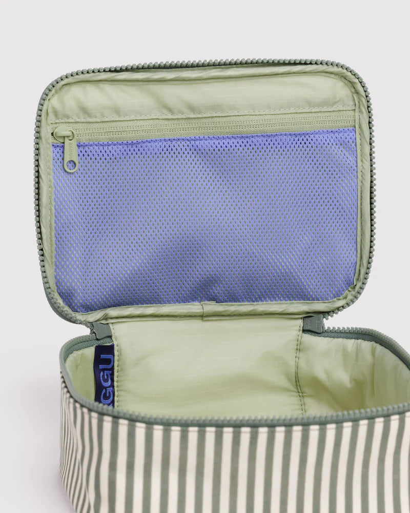 BAGGU Small Cosmetic Case, Sage Stripe